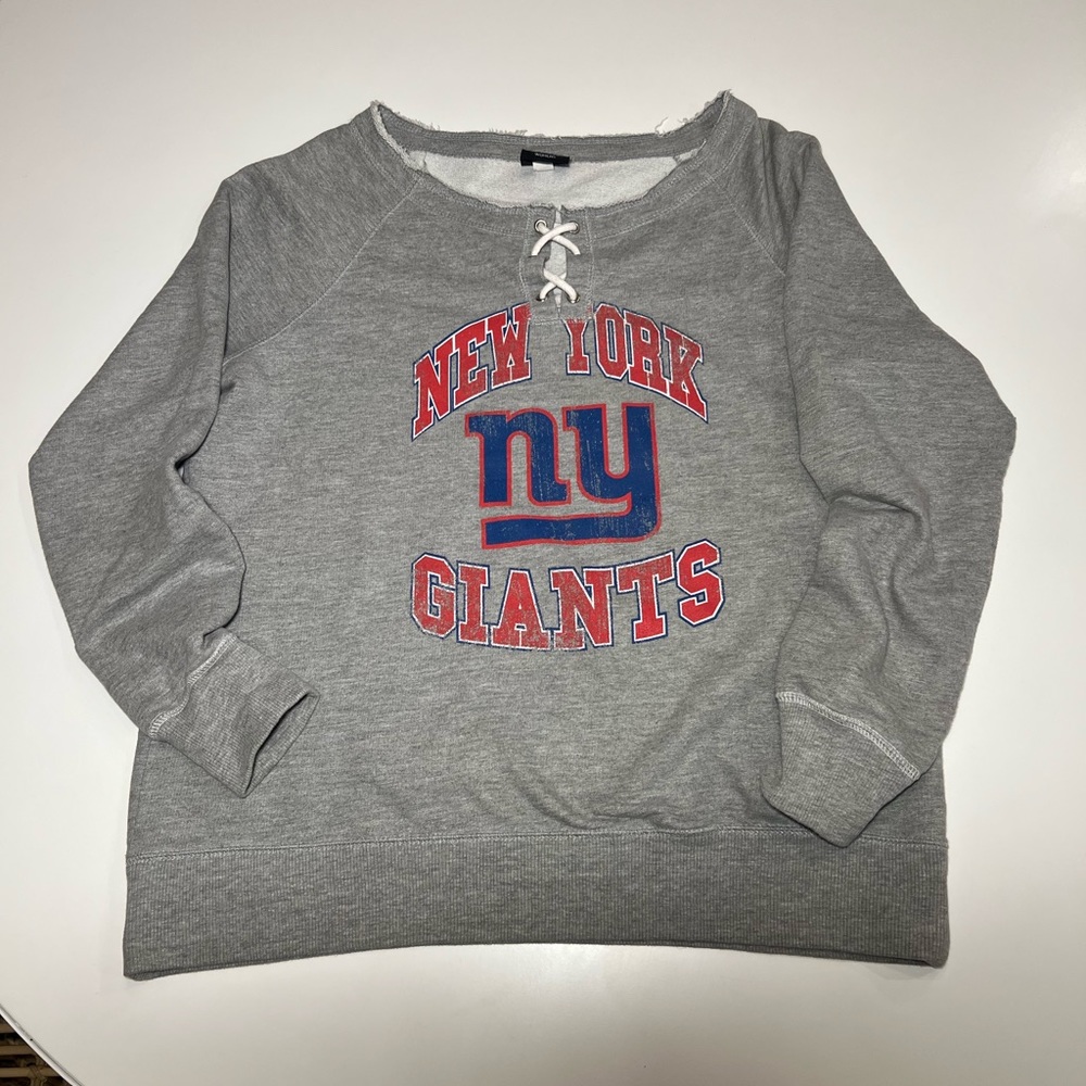 New York Giants Sweatshirt Womens Raw Neck NFL Distressed NFL